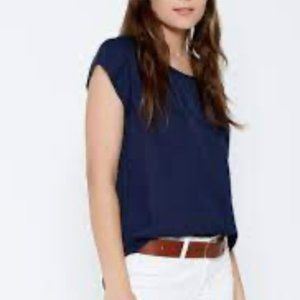 Joie Black Matte Silk Rancher Cap Sleeve Top Size XS